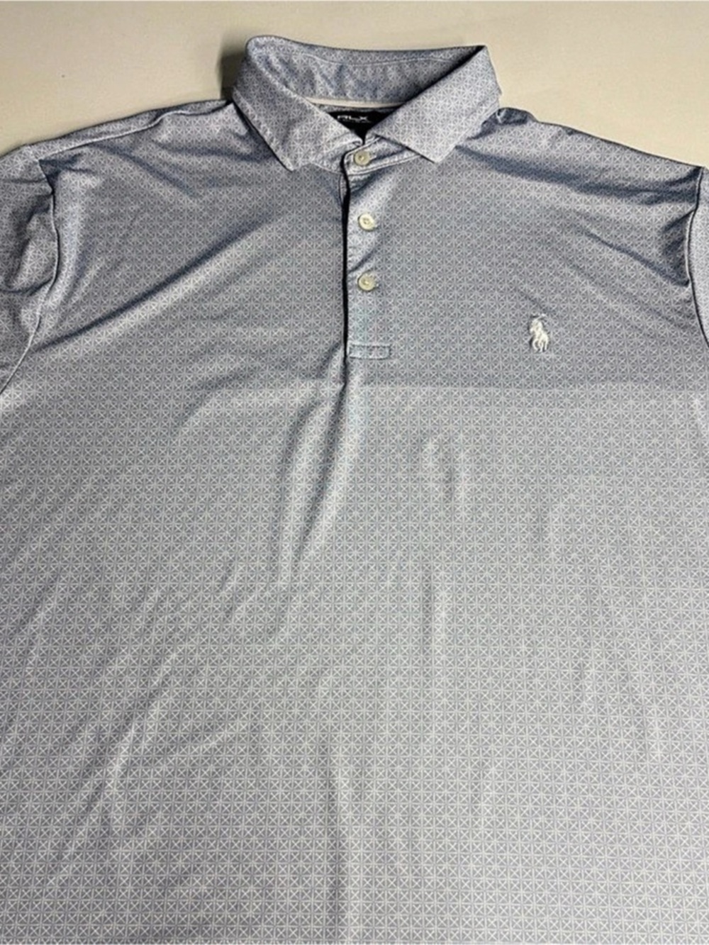Ralph Lauren RLX Polo Geometric Polo in Blue & White XL NWT